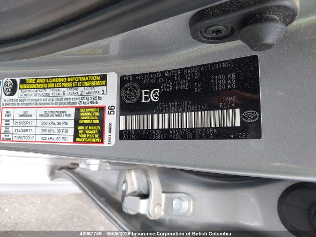 4T1G11BK9PU089145 Toyota Camry