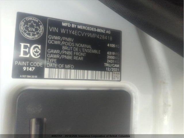 Aukcja sprzedaży 2021 Mercedes-benz Sprinter 2500, vin: W1Y4ECVY9MP428418, numer aukcji: 40067761