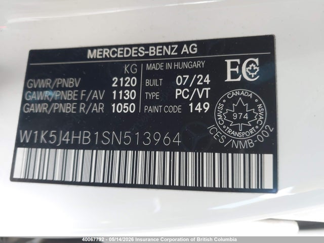 W1K5J4HB1SN513964 Mercedes-Benz CLA 250 4MATIC