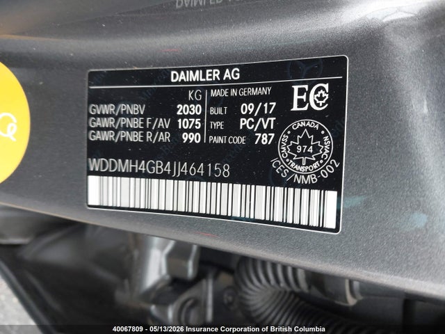 WDDMH4GB4JJ464158 Mercedes-Benz B 250 4matic