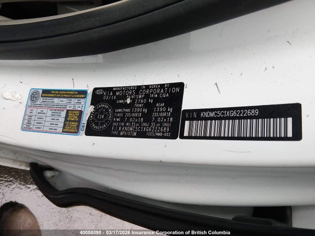 KNDMC5C1XG6222689 KIA Sedona Ex/sx
