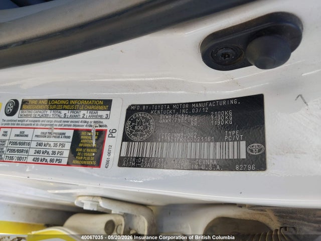 Продаж на аукціоні авто 2012 Toyota Camry Hybrid Le, vin: 4T1BD1FK0CU021161, номер лоту: 40067035