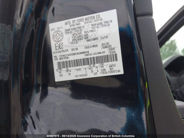 Aukcja sprzedaży 2012 Ford Escape Xlt, vin: 1FMCU0DG6CKA66632, numer aukcji: 40067975