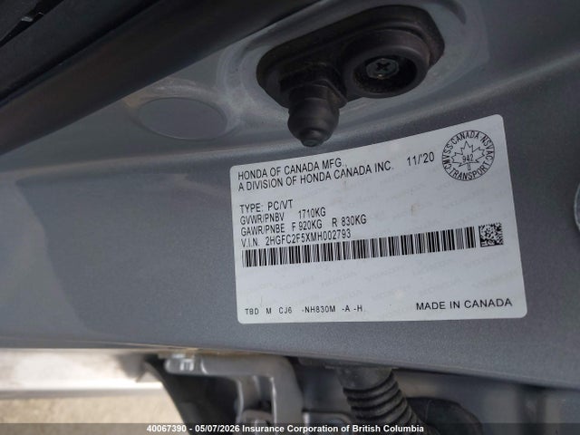 Продажа на аукционе авто 2021 Honda Civic Lx, vin: 2HGFC2F5XMH002793, номер лота: 40067390