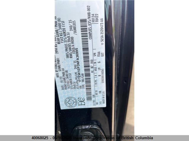 Продаж на аукціоні авто 2022 Ford F150, vin: 1FTEW1EP3NFA36995, номер лоту: 40068025