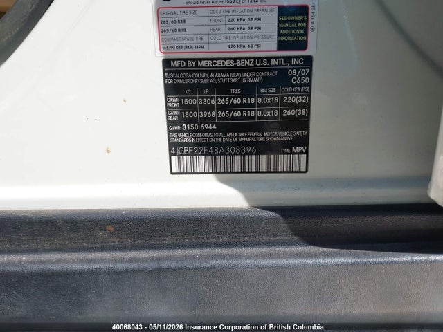 Продаж на аукціоні авто 2008 Mercedes-benz Gl 320 Cdi 4matic, vin: 4JGBF22E48A308396, номер лоту: 40068043