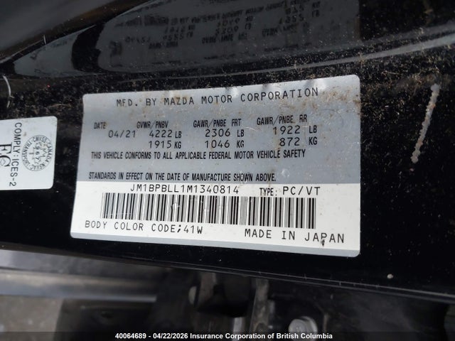 JM1BPBLL1M1340814 Mazda 3 Preferred