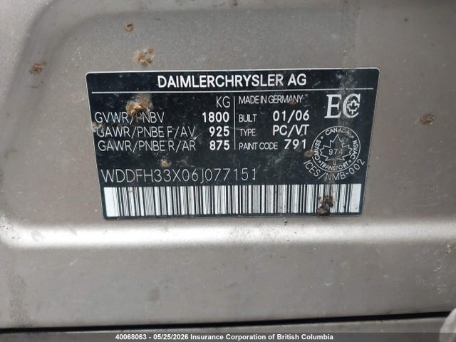Продажа на аукционе авто 2006 Mercedes-benz B200, vin: WDDFH33X06J077151, номер лота: 40068063