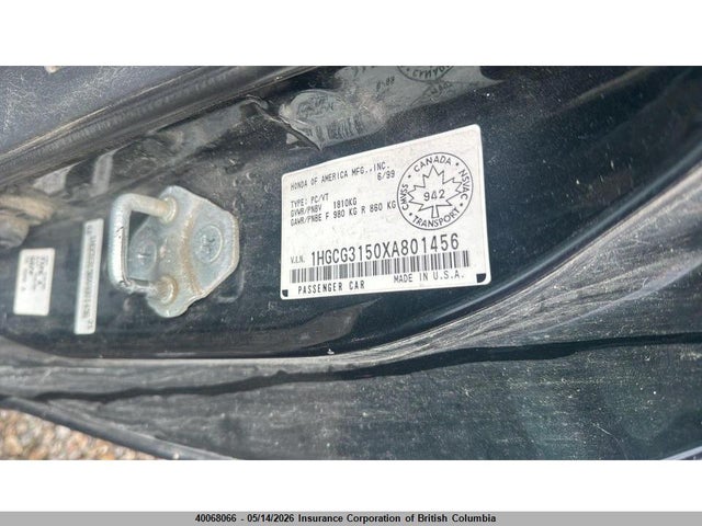 Aukcja sprzedaży 1999 Honda Accord Ex, vin: 1HGCG3150XA801456, numer aukcji: 40068066