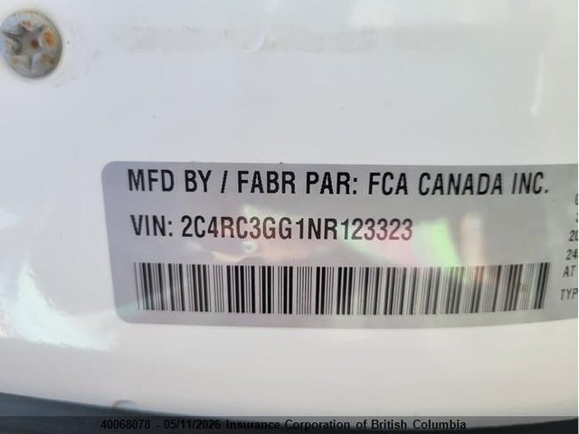 2C4RC3GG1NR123323 Chrysler Pacifica Limited