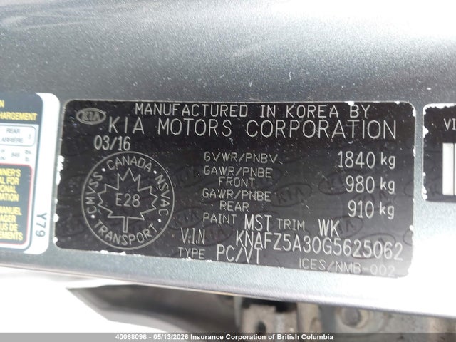 KNAFZ5A30G5625062 KIA Forte