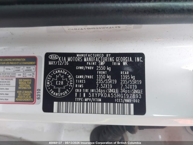 5XYPKDA55HG197893 KIA Sorento Sx/sx Limited