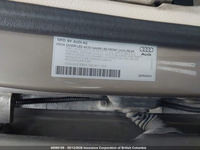 40068189 :رقم المزاد ، WAUAC48H75K001765 vin ، 2005 Audi A4 مزاد بيع