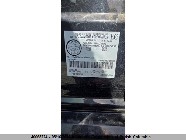 Aukcja sprzedaży 2010 Mazda 6 I, vin: 1YVHZ8CH4A5M34252, numer aukcji: 40068224