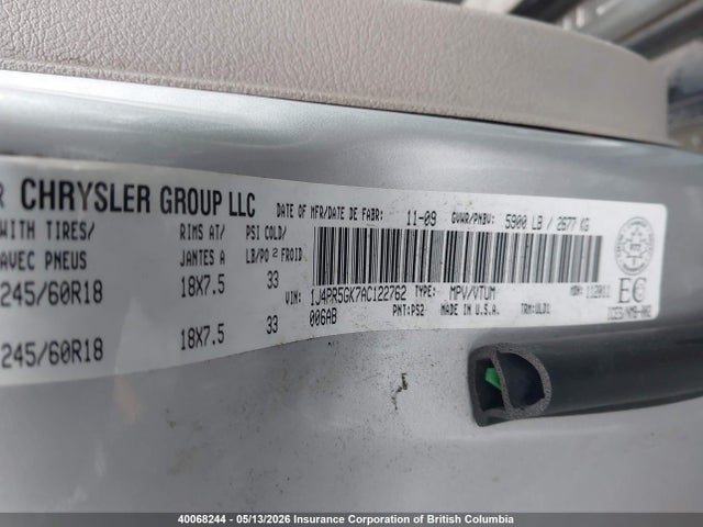 40068244 :رقم المزاد ، 1J4PR5GK7AC122762 vin ، 2010 Jeep Grand Cherokee Limited مزاد بيع