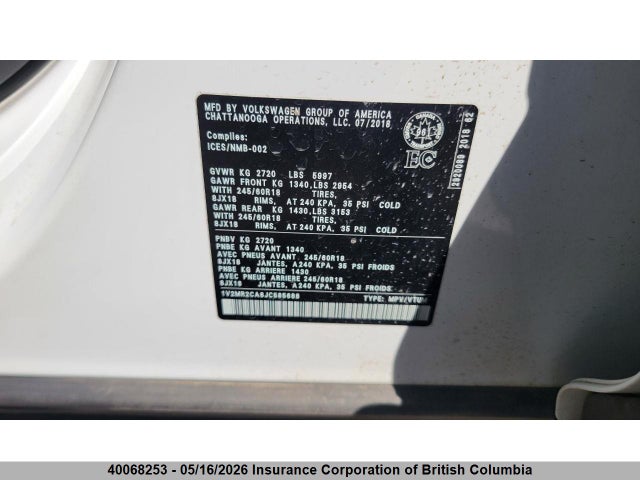 1V2MR2CA8JC585688 Volkswagen Atlas