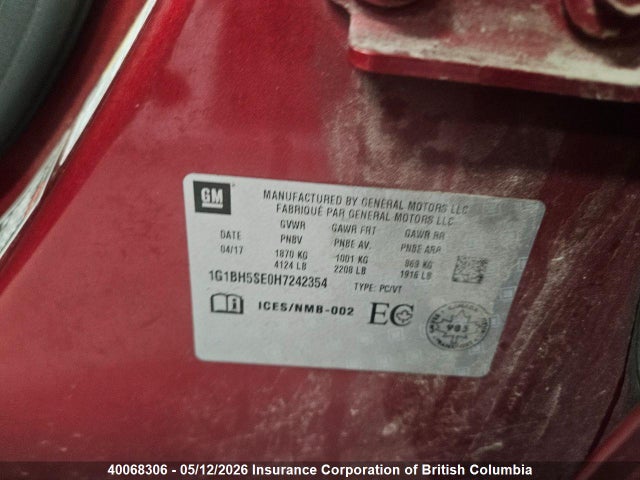1G1BH5SE0H7242354 Chevrolet Cruze