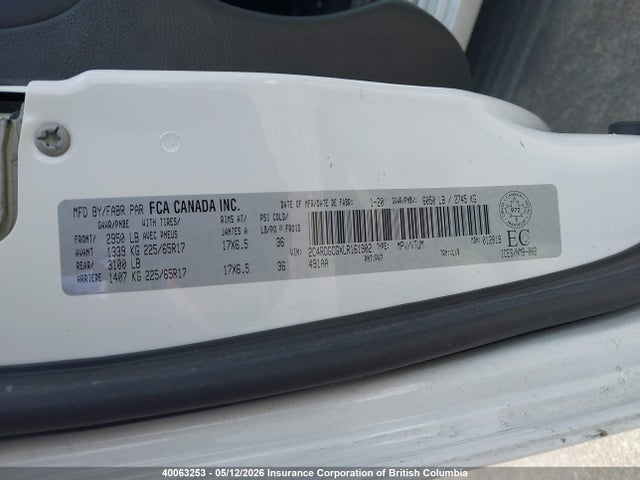 Aukcja sprzedaży 2020 Dodge Grand Caravan Sxt, vin: 2C4RDGCGXLR161902, numer aukcji: 40063253