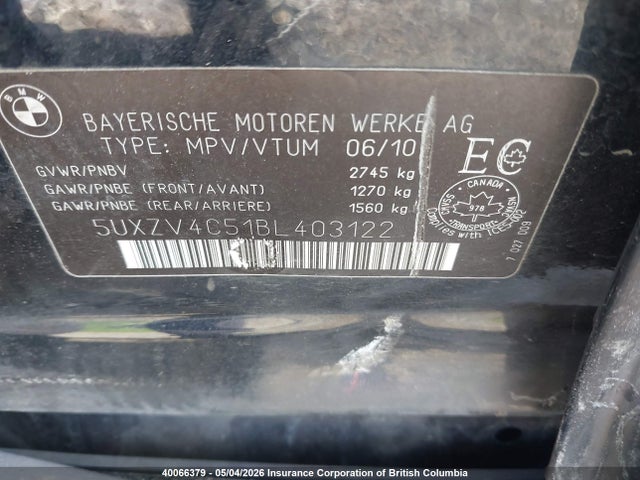 Aukcja sprzedaży 2011 Bmw X5 Xdrive35i, vin: 5UXZV4C51BL403122, numer aukcji: 40066379