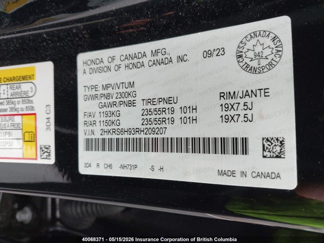 2HKRS6H93RH209207 Honda CR-V