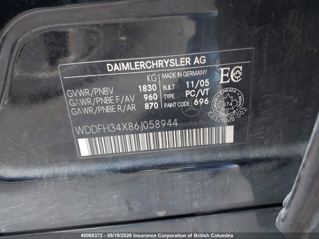 Aukcja sprzedaży 2006 Mercedes-benz B200, vin: WDDFH34X86J058944, numer aukcji: 40068372