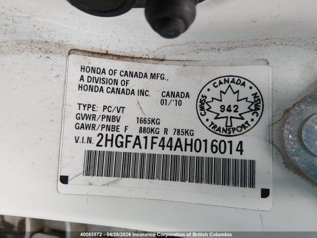 Продаж на аукціоні авто 2010 Honda Civic Dx-g, vin: 2HGFA1F44AH016014, номер лоту: 40065572