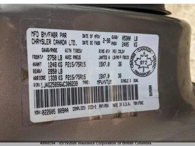 Продажа на аукционе авто 1998 Jeep Grand Cherokee Laredo/tsi, vin: 1J4GZ58S6WC306239, номер лота: 40068394