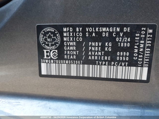 Продажа на аукционе авто 2024 Volkswagen Jetta Sel, vin: 3VWGM7BU8RM053967, номер лота: 40065730