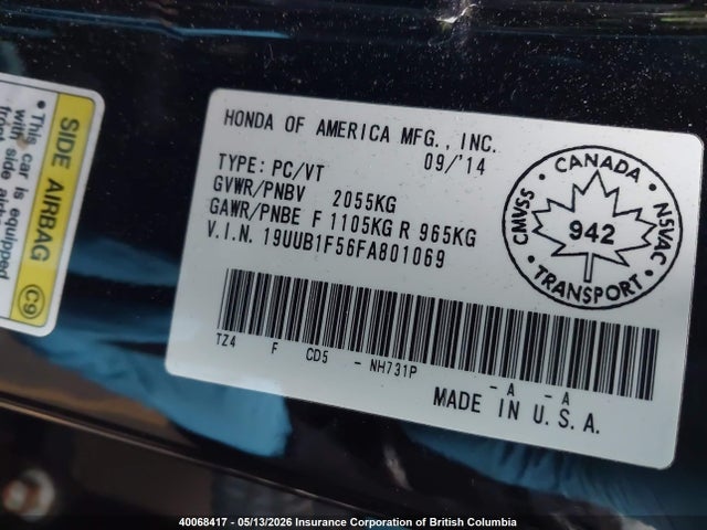 19UUB1F56FA801069 Acura TLX