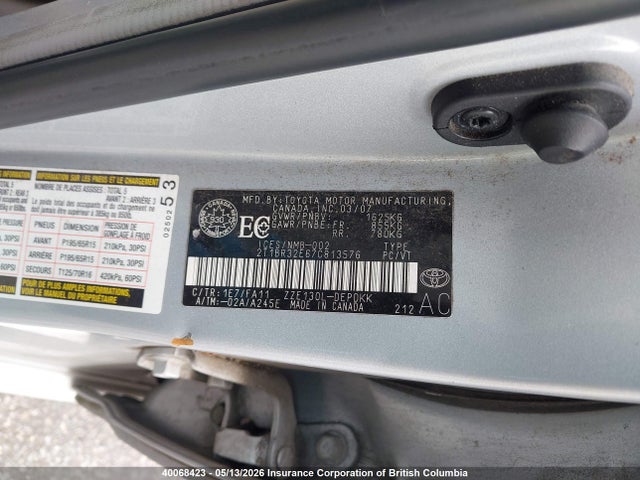 40068423 :رقم المزاد ، 2T1BR32E67C813576 vin ، 2007 Toyota Corolla Ce/le/s مزاد بيع