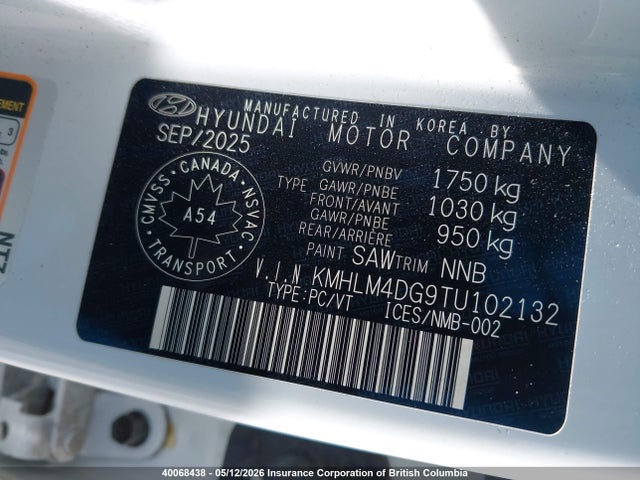 KMHLM4DG9TU102132 Hyundai Elantra Sel Sport