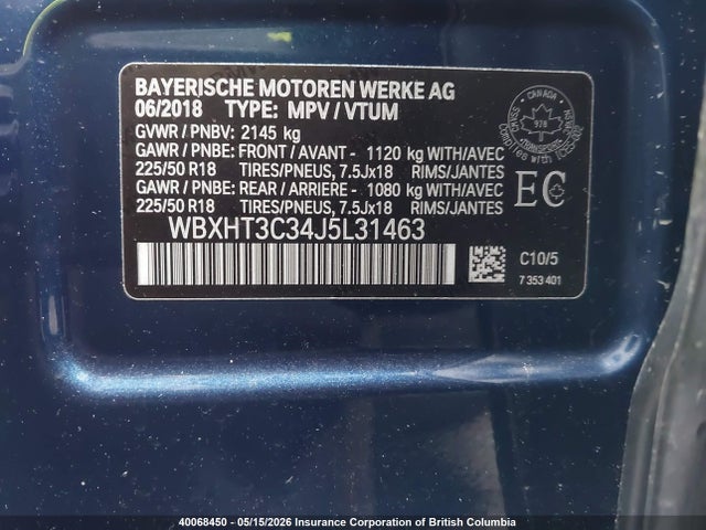 WBXHT3C34J5L31463 BMW X1