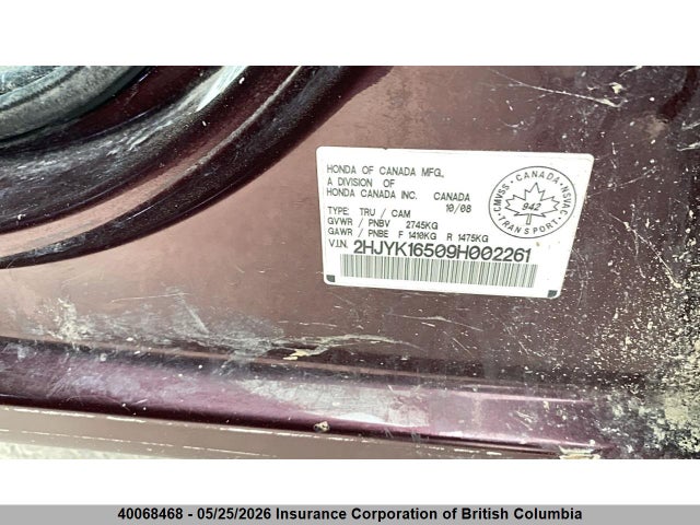 Aukcja sprzedaży 2009 Honda Ridgeline Ex-l/vp, vin: 2HJYK16509H002261, numer aukcji: 40068468