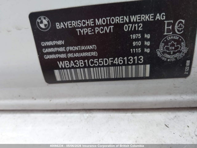 Aukcja sprzedaży 2013 Bmw 320 I, vin: WBA3B1C55DF461313, numer aukcji: 40066234