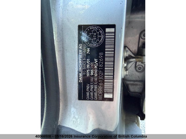 2002 Mercedes-benz C 240 მანქანა იყიდება აუქციონზე, vin: WDBRF61J02F182698, აუქციონის ნომერი: 40068508