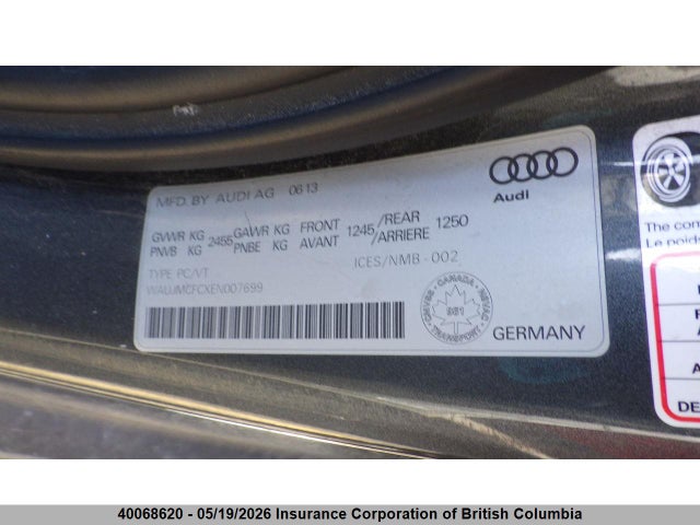 2014 Audi A6 მანქანა იყიდება აუქციონზე, vin: WAUJMCFCXEN007699, აუქციონის ნომერი: 40068620
