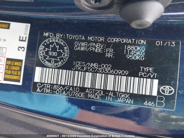 Продаж на аукціоні авто 2013 Scion Tc, vin: JTKJF5C73D3060909, номер лоту: 40068621