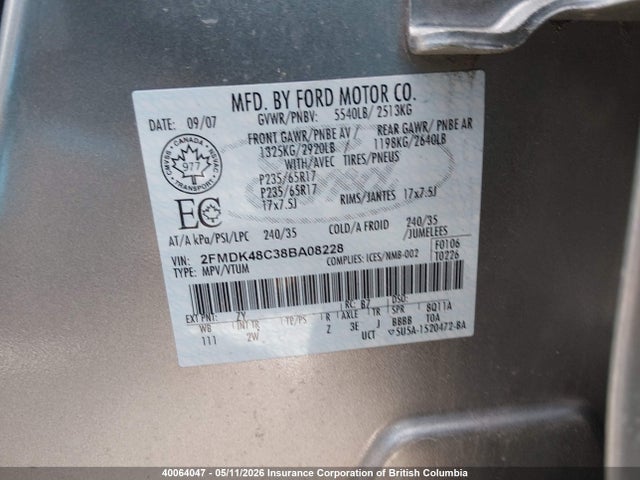 Продаж на аукціоні авто 2008 Ford Edge Sel, vin: 2FMDK48C38BA08228, номер лоту: 40064047