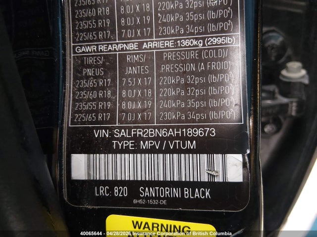 Продажа на аукционе авто 2010 Land Rover Lr2 Hse, vin: SALFR2BN6AH189673, номер лота: 40065644