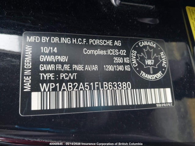 Продажа на аукционе авто 2015 Porsche Macan, vin: WP1AB2A51FLB63380, номер лота: 40068645