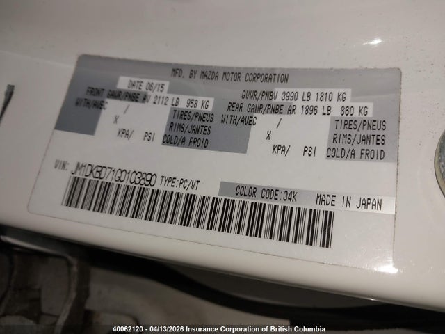 JM1DKBD71G0103890 Mazda Cx-3 Grand Touring