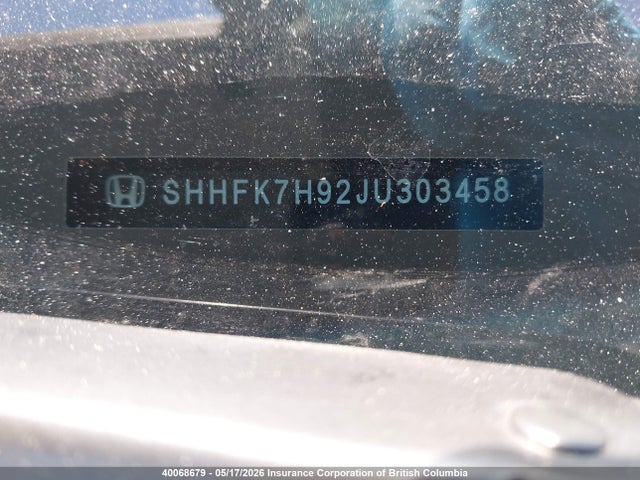 SHHFK7H92JU303458 Honda Civic