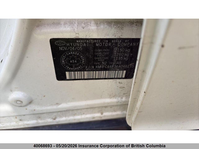 2006 Hyundai Azera მანქანა იყიდება აუქციონზე, vin: KMHFC46F36A046215, აუქციონის ნომერი: 40068693
