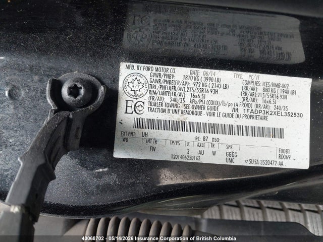 Продажа на аукционе авто 2014 Ford Focus, vin: 1FADP3K2XEL352530, номер лота: 40068702