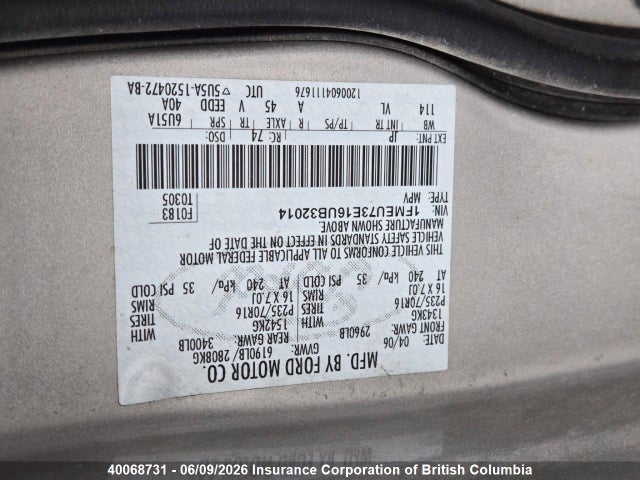 Aukcja sprzedaży 2006 Ford Explorer Xlt, vin: 1FMEU73E16UB32014, numer aukcji: 40068731
