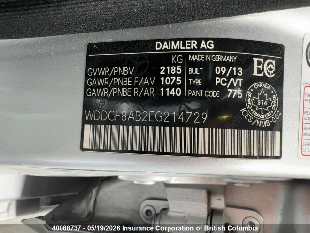 Aukcja sprzedaży 2014 Mercedes-benz C 300 4mati, vin: WDDGF8AB2EG214729, numer aukcji: 40068737