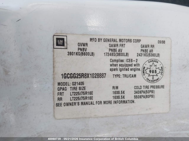 Aukcja sprzedaży 2011 Gmc Savana 2500 Standard, vin: 1GTW7FCA8B1142350, numer aukcji: 40068739