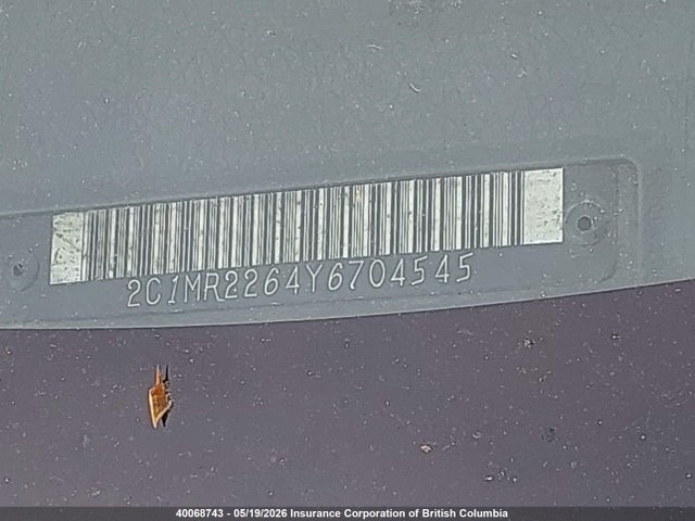 40068743 :رقم المزاد ، 2C1MR2264Y6704545 vin ، 2000 Chevrolet Metro مزاد بيع