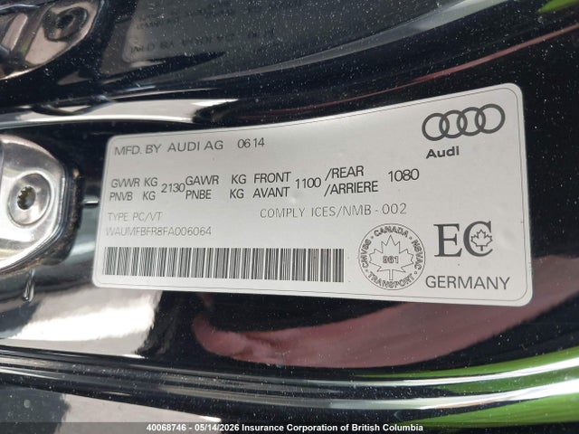 2015 Audi A5 მანქანა იყიდება აუქციონზე, vin: WAUMFBFR8FA006064, აუქციონის ნომერი: 40068746