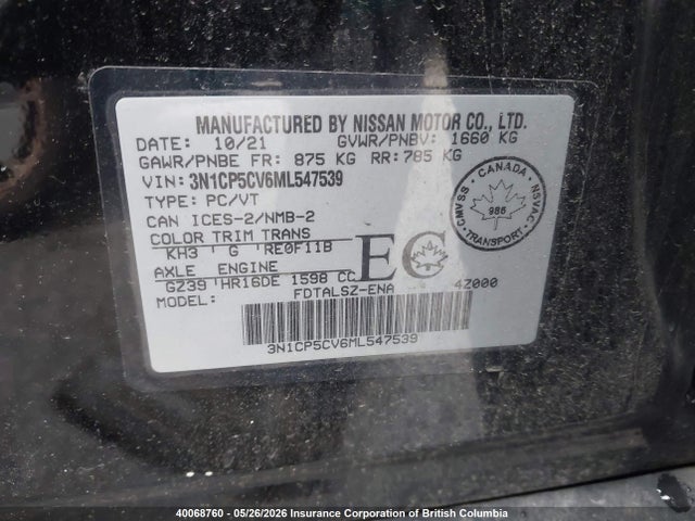 3N1CP5CV6ML547539 Nissan Kicks